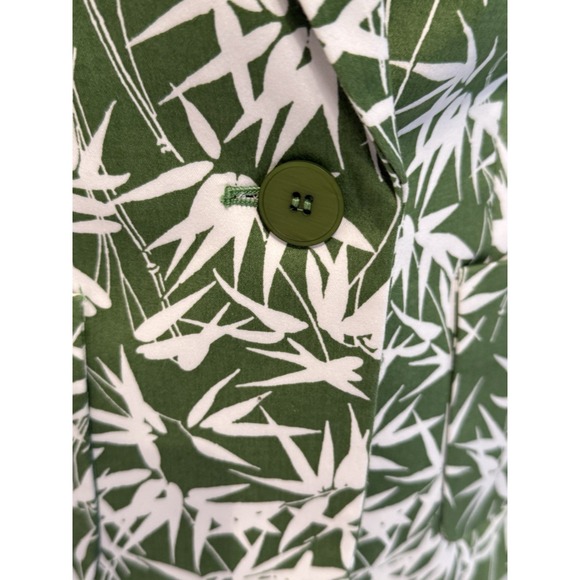 Jones & Co Stretch Single Button Blazer Green White Bamboo Print Size 6P NWT - Picture 5 of 14